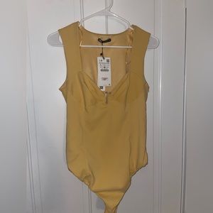 ZARA yellow fitted bodysuit